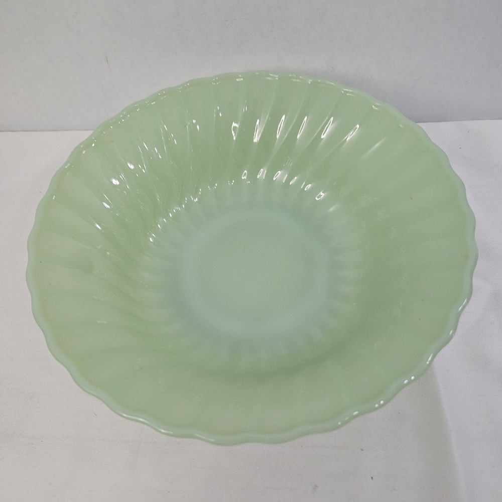 Vintage Anchor Hocking Fire King Jadeite Swirl Serving Bowl